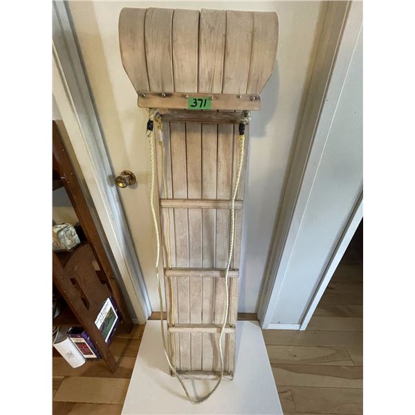 4 ½’ Classic Wooden Toboggan w/ Steam Bent Hood & Pull-Side Rope