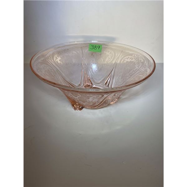 Vintage Royal Lace Pink Depression Glass.  3-Legged, Straight Edge, Hazel Atlas