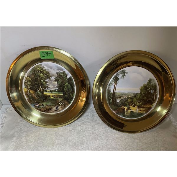 Decorative Solid Brass Wall Plates, Made in Britain.  Inner art inc. depiction of John Constable[x=#