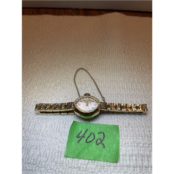 Vintage Swiss Clebar Mechanical Ladies Cocktail Watch w/ Safety Chain, 17 Jewels
