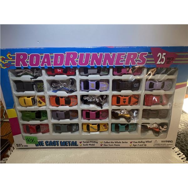 25-pc Vintage Diecast Metal Road Runners Toy Car Set, Packaged