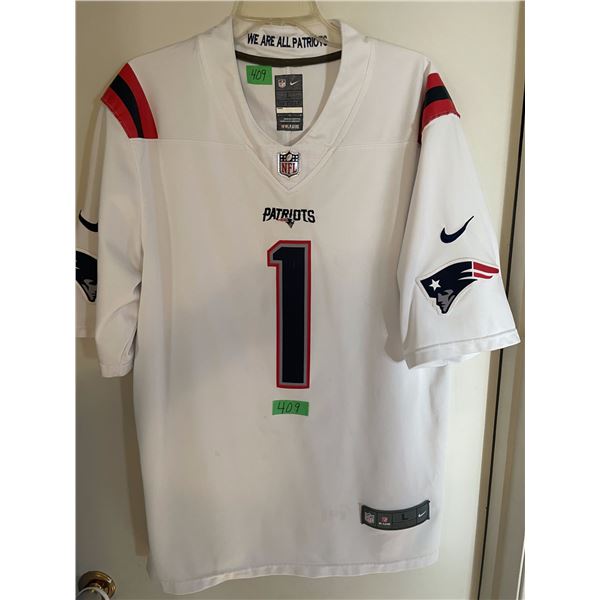 New England Patriots White Game Jersey Worn by Cam Newton During 2020 NFL Season