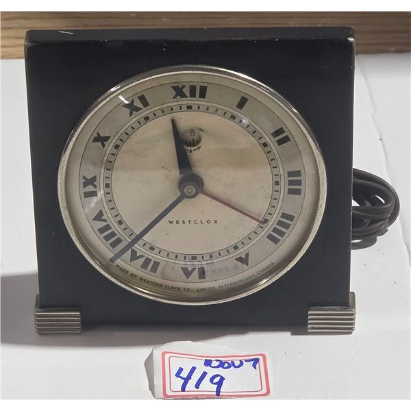 Vintage Art Deco Westclox “Country Club” Alarm Clock – Made in Canada