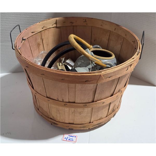 Wooden Apple Basket, Vintage Pottery Stoneware Teapot