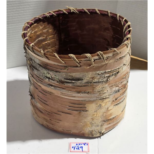 Hand Made Birchbark Basket – 8 ½” Dia x 8 ½”H