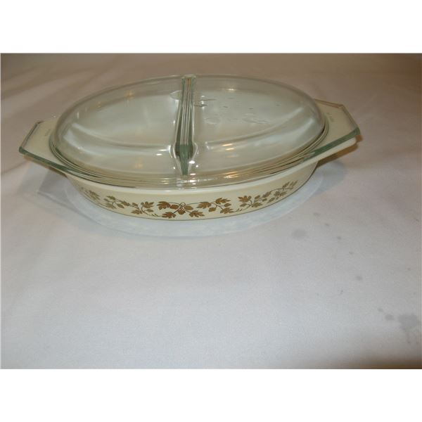 Pyrex Divided Serving Dish - Acorn Pattern