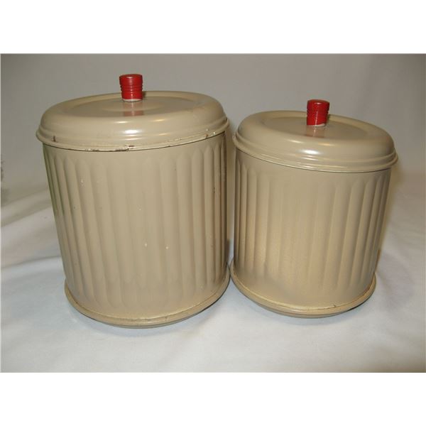 Set of 2 Vintage Metal Canisters