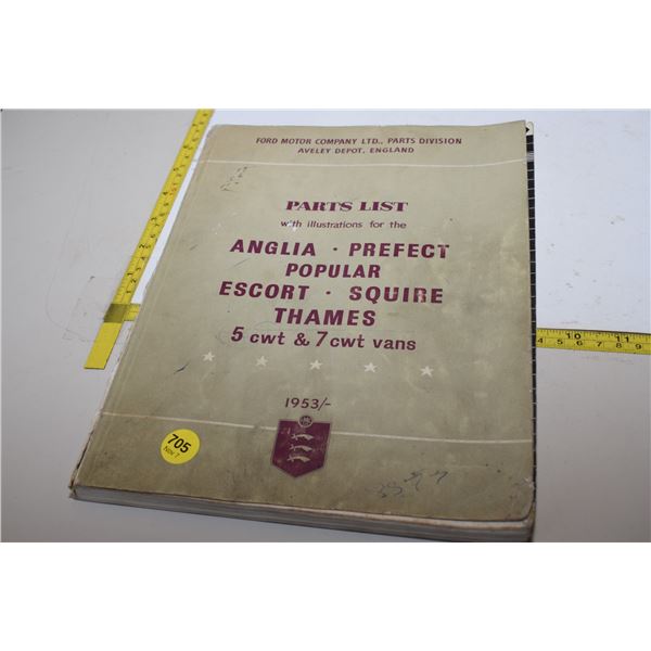 1953 Ford Parts List: Anglia, Prefect, Popular, Escort, Squire, and Thames