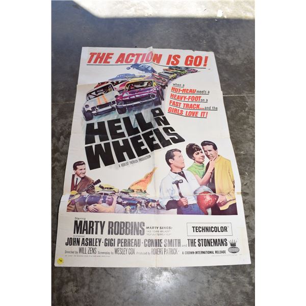 1967 “Hell on Wheels” Movie Poster, 27 x 40”