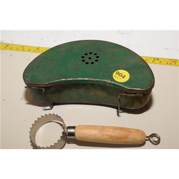 Vintage Live Bait Tin & Fish Scaler
