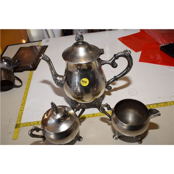 Silver Plated Tea Set – Teapot, Cream & Sugar Bowls