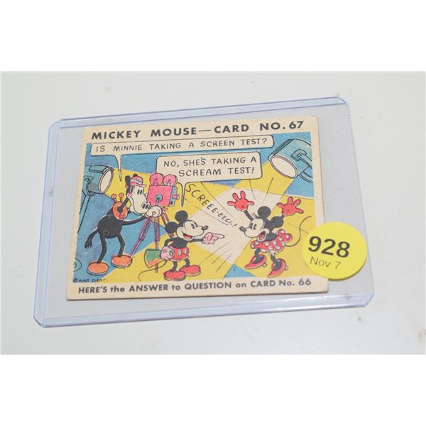 RARE! 1935 Canadian O-Pee-Chee Mickey Mouse Card - #67