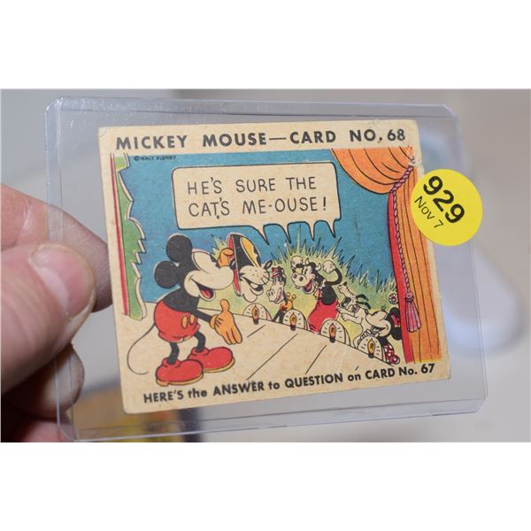 RARE! 1935 Canadian O-Pee-Chee Mickey Mouse Card - #68