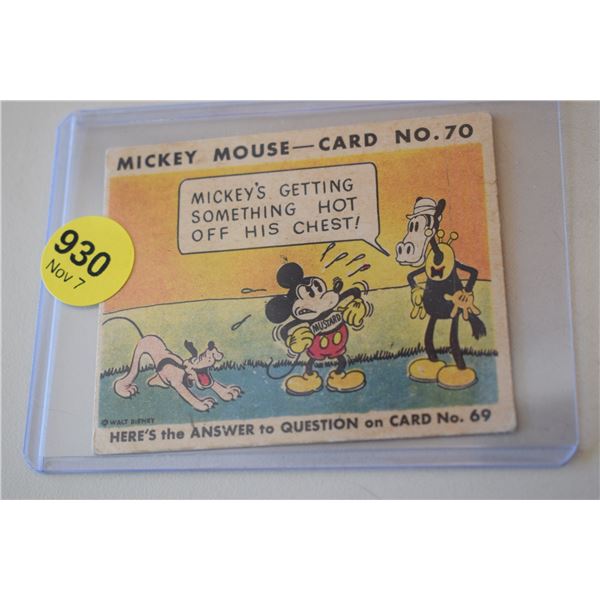 RARE! 1935 Canadian O-Pee-Chee Mickey Mouse Card - #70