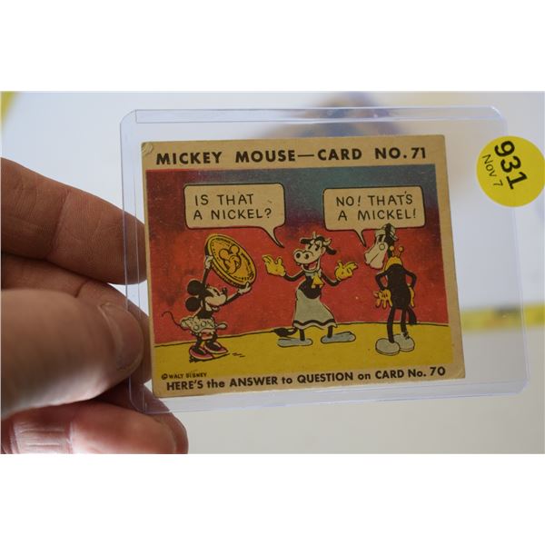 RARE! 1935 Canadian O-Pee-Chee Mickey Mouse Card - #71