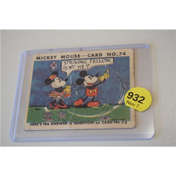 RARE! 1935 Canadian O-Pee-Chee Mickey Mouse Card - #74