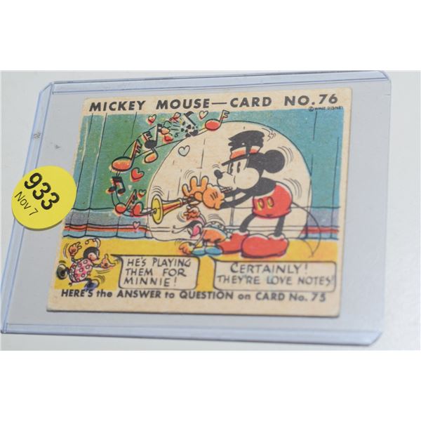 RARE! 1935 Canadian O-Pee-Chee Mickey Mouse Card - #76