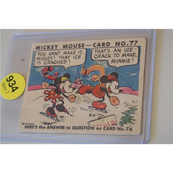 RARE! 1935 Canadian O-Pee-Chee Mickey Mouse Card - #77