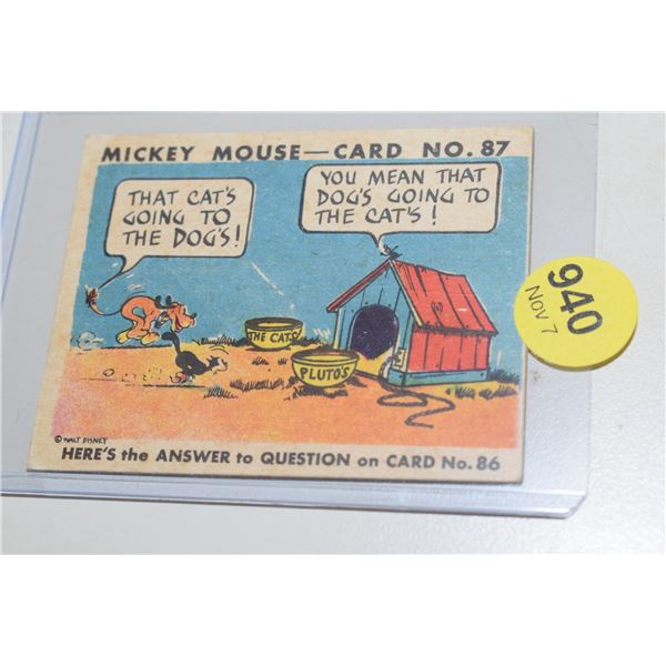 RARE! 1935 Canadian O-Pee-Chee Mickey Mouse Card - #87