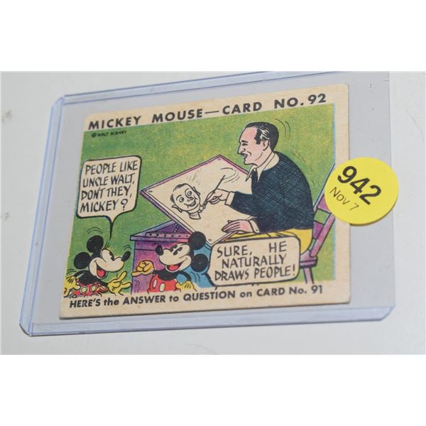 RARE! 1935 Canadian O-Pee-Chee Mickey Mouse Card - #92