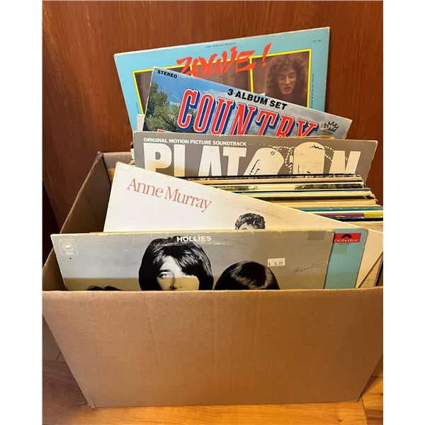 Box of 65 Vinyl LP records. Mixed years. Mixed Genres.
