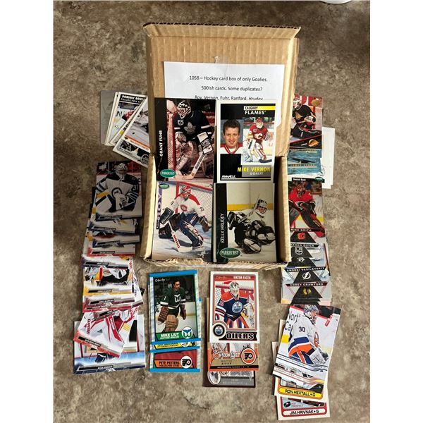 Hockey card box of only Goalies. Roy. Vernon, Fuhr, Ranford, Hrudey.