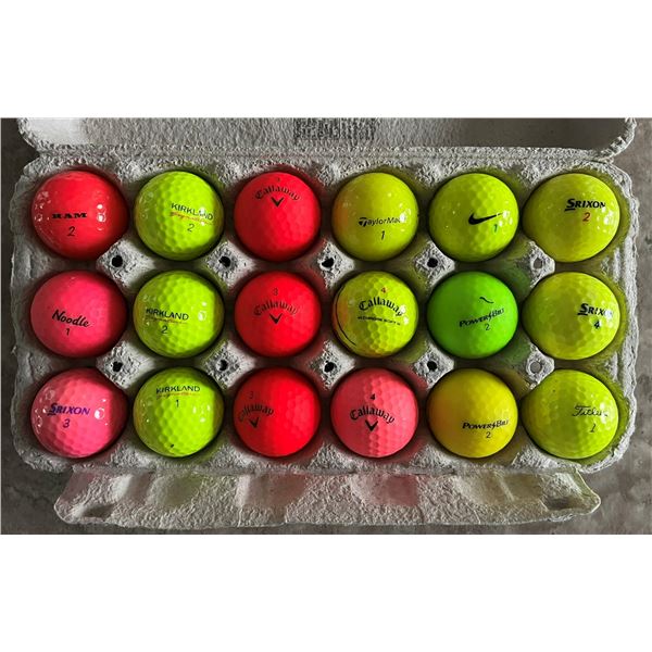 Lot of 18 quality coloured golf balls
