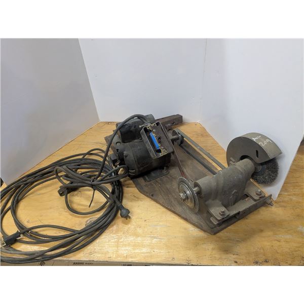 Homemade bench grinder setup, 1/2HP electric motor, comes with extension cord, Untested