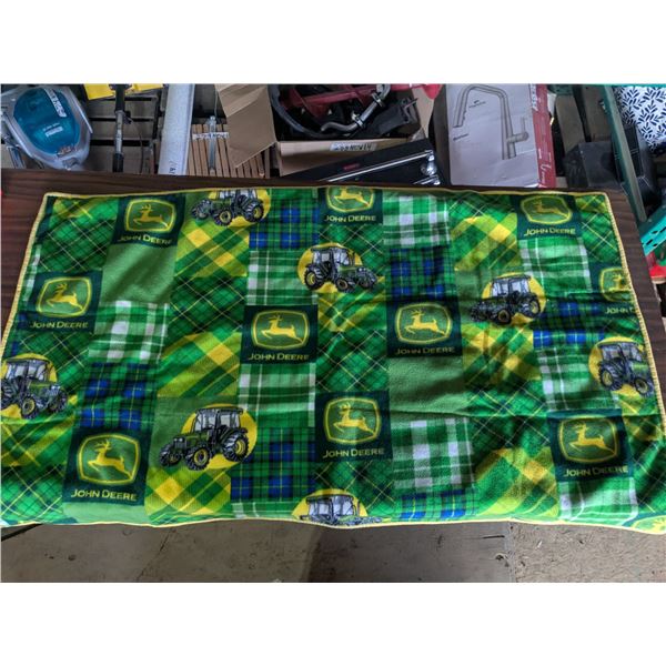 John Deere plaid fleece throw, 54"x32"