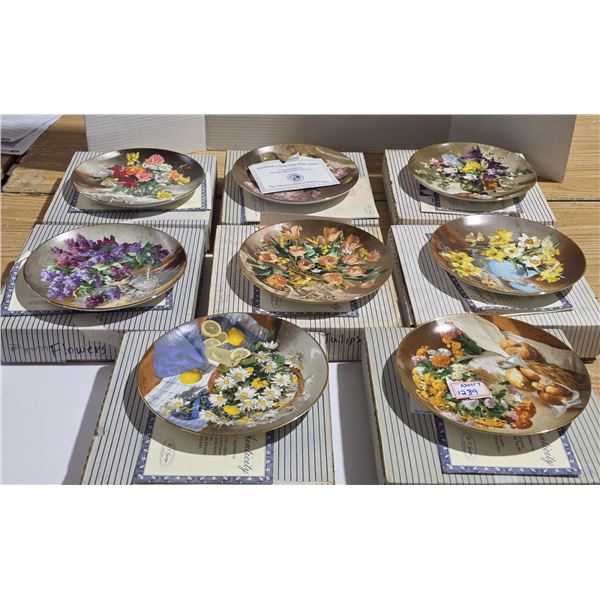 8pc W.S. George / Bradford Exchange "Flowers of Your Garden" Collector Plates - Complete Set