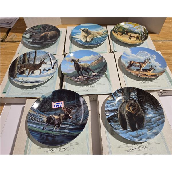 8pc Complete Set 1989 Dominion China Paul Krapf "Wild & Free" Collector Plates