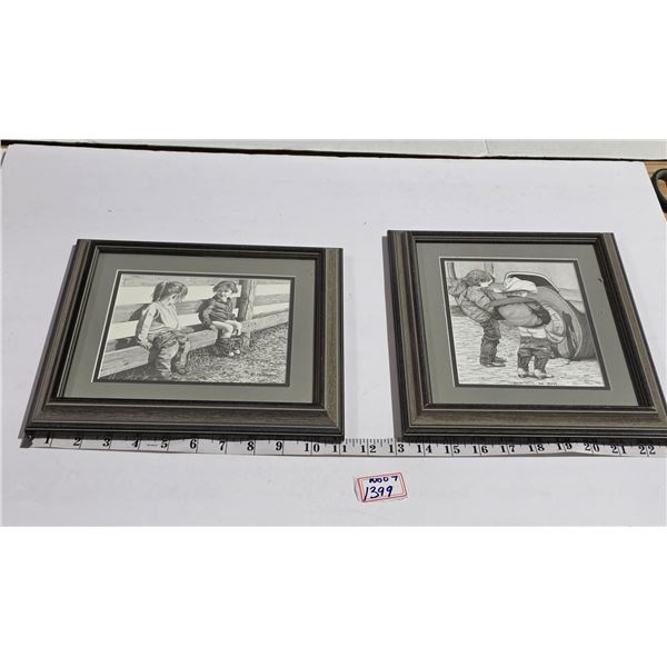 (2) Framed Bernie Brown Prints, “Boys will be Boys” & Potty Break – 10[x=