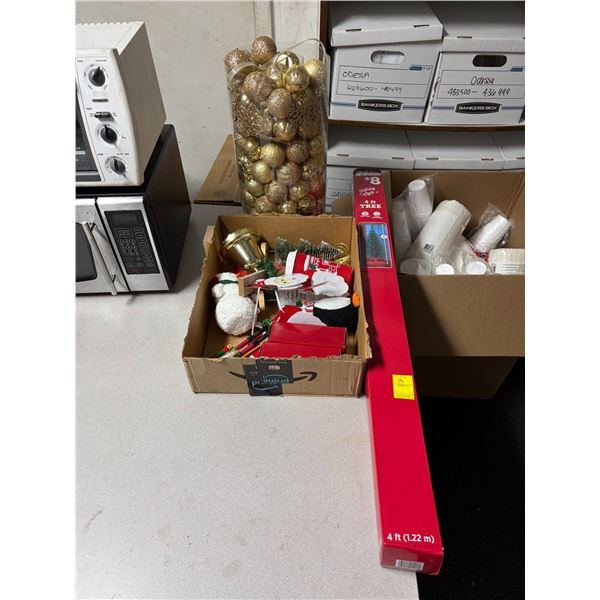 Christmas Décor,  Box of Foam Cups, Office Organizers, Sink