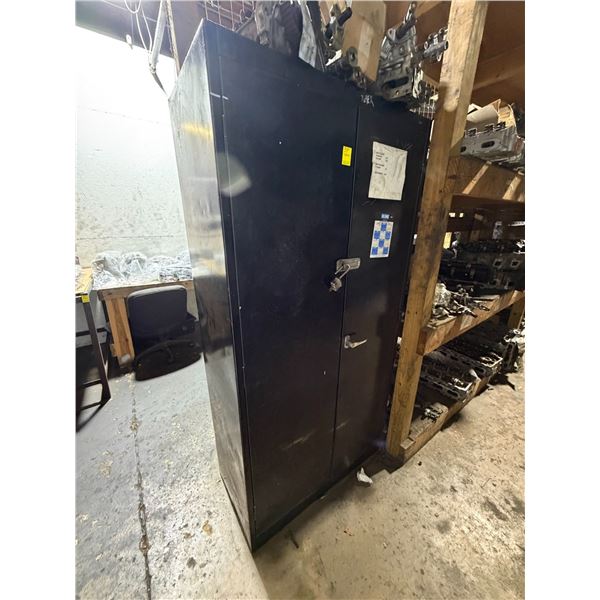 Black Metal Storage Cabinet, Cylinder Heads, Asst Hardware