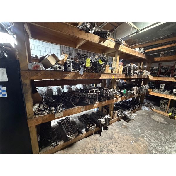 Asst Cylinder Heads on Wooden Shelves in Room 69