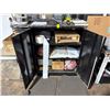 Image 2 : Black Metal Short Storage Cabinet, Label Printer, Fan, Computer Peripherals