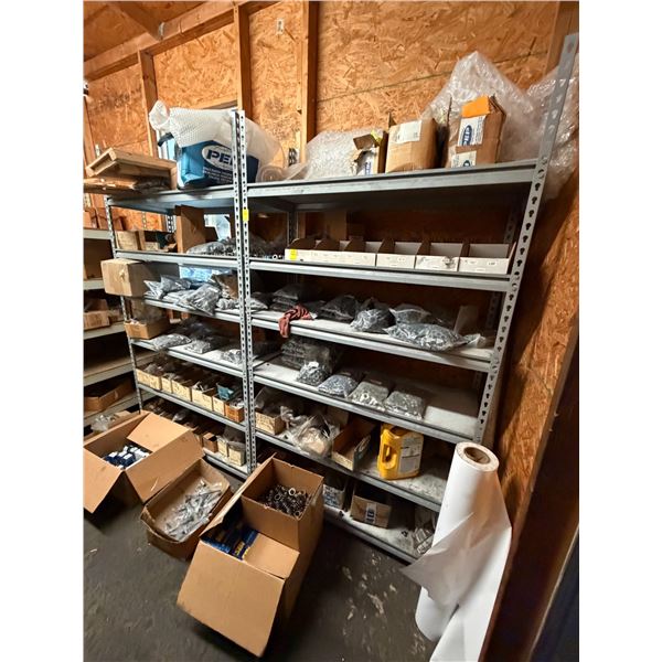 Large Lot of Asst Hardware, Bins on Shelves
