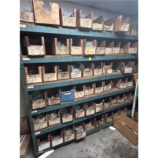 Large Lot Cardboards Parts Bin w/Hardware on Shelves