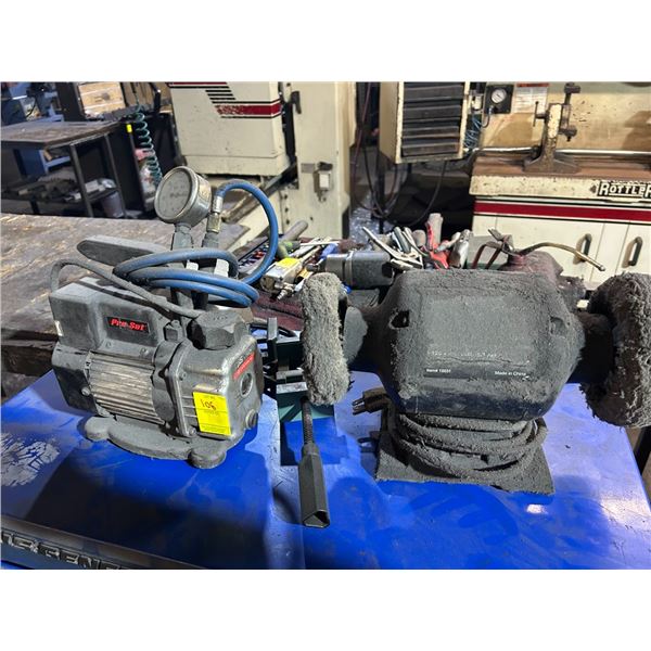 Mini Air Inflator, Corner Clamp, Bench Grinder