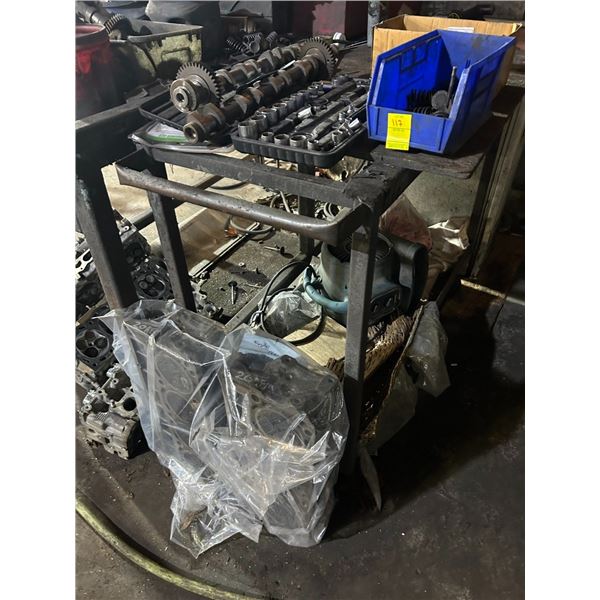 Grey Cart w/Cylinder Head Parts, Blower Fan, Sockets