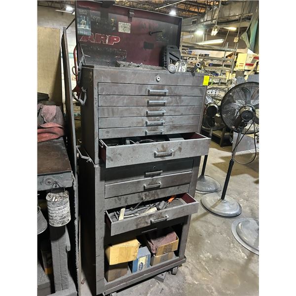 Grey  12 Compartment Stack Rolling Toolbox w/Some Tools
