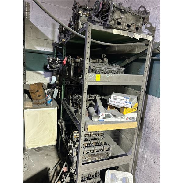 Asst Cylinder Heads on Grey  5  Shelf Racks in Corner/Floor, Mini Ref - 20