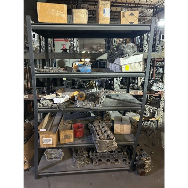 Cylinder Heads, Parts on Black  5 Shelf Rack/Floor - 9