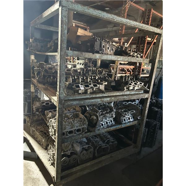 Asst Cylinder Heads on Heavy Duty Blue  5 Shelf Cart - 43