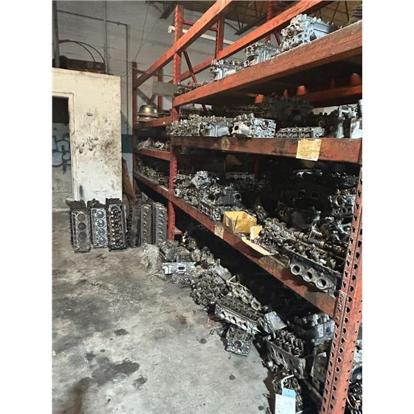Large Lot Cylinder Heads on Double Storage Rack/Floor - 170