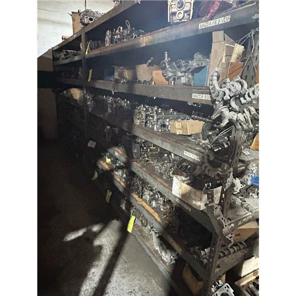 Large Lot Cylinder Heads on Double Storage Rack - 60