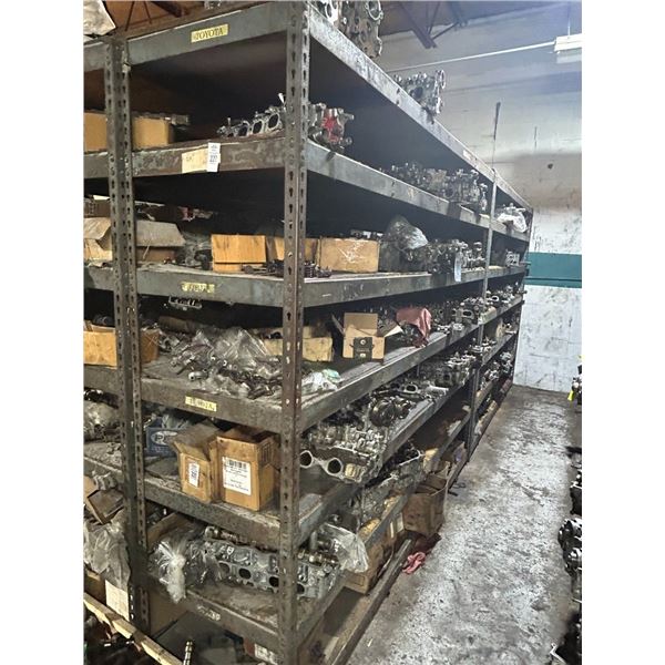 Large Lot Cylinder Heads on Double Storage Rack - 40
