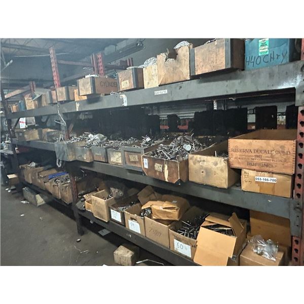 Asst. Hardware/Parts on Double Storage Rack, Cylinder Heads Parts on Floor