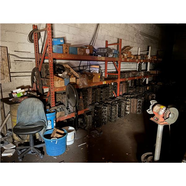 Large Lot Cylinder Heads On Triple Rack/Floor - 239
