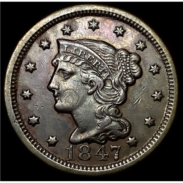 1847 Braided Hair Large Cent CLOSELY   UNCIRCULATED